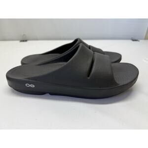 OOFOS OOahh Black Recovery Rubber Slides Sandals Mens 11 US Womens 13